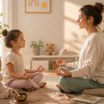 Femme qui médite avec une enfant