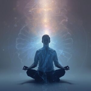 silhouette d'un homme en position de méditation