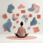 femme assise en position de méditation en face d'un mur