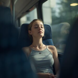 femme assise dans un bus