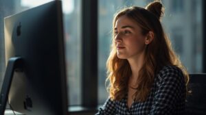 une femme devant un ordinateur