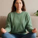 femme en position de méditation avec les pouces qui rejoignent l'index