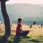 personne méditant en pleine nature lors d'une journée silencieuse de pleine conscience